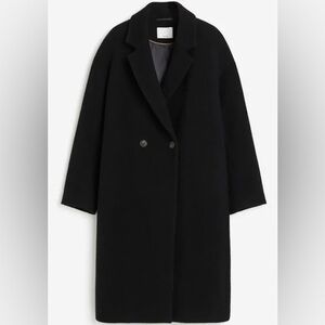H&M double breasted black coat